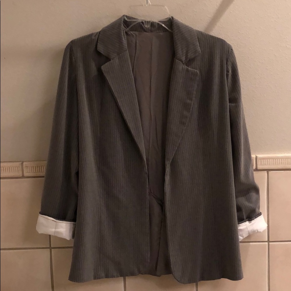 Vintage custom hand made Djerf Avenue style pinstripe minimalist blazer car coat